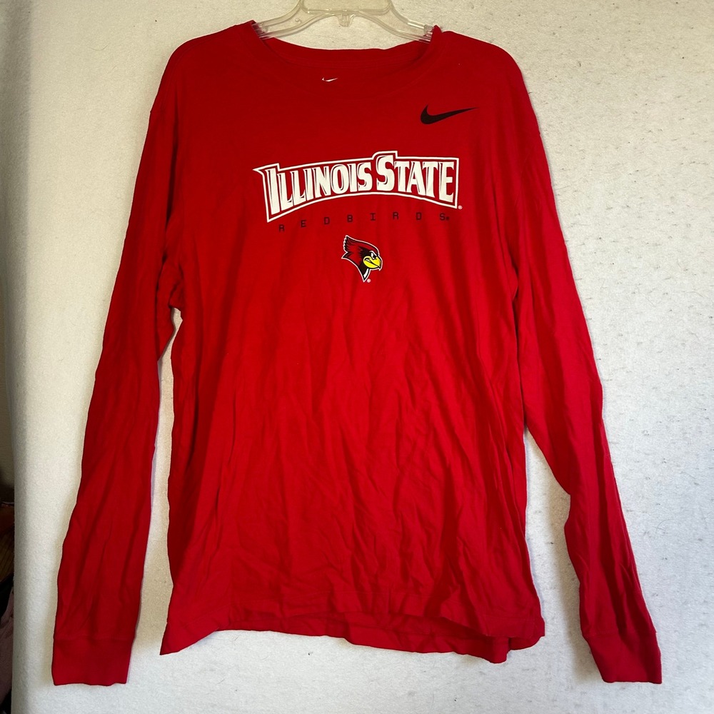 Nike Illinois State Redbirds Long Sleeve T-Shirt Red Mens XL NCAA College Tee